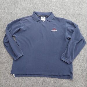 Vtg Adidas Soccer Polo Rugby Shirt Mens Extra Large Blue Long Sleeve Pullover